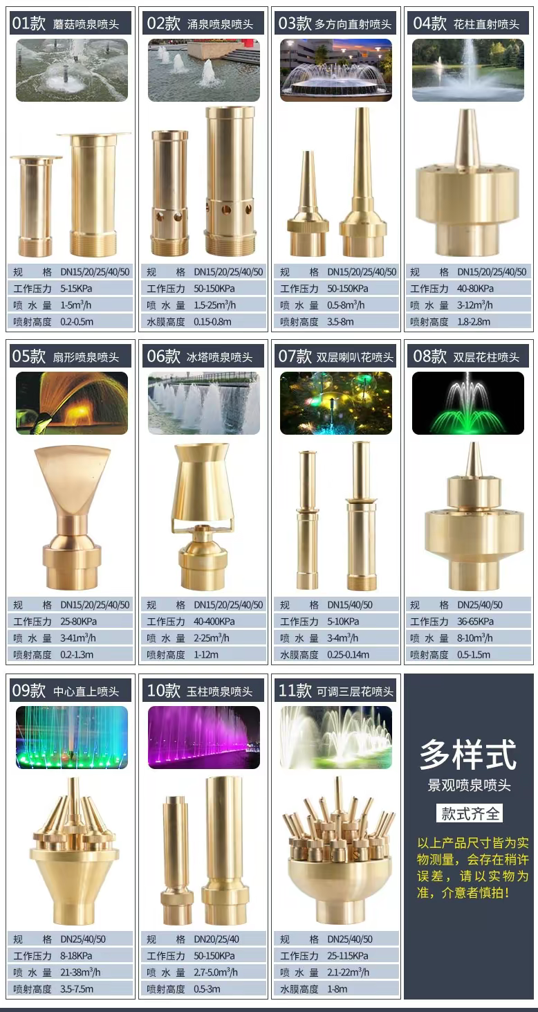 音樂噴泉常用到的噴頭種類
